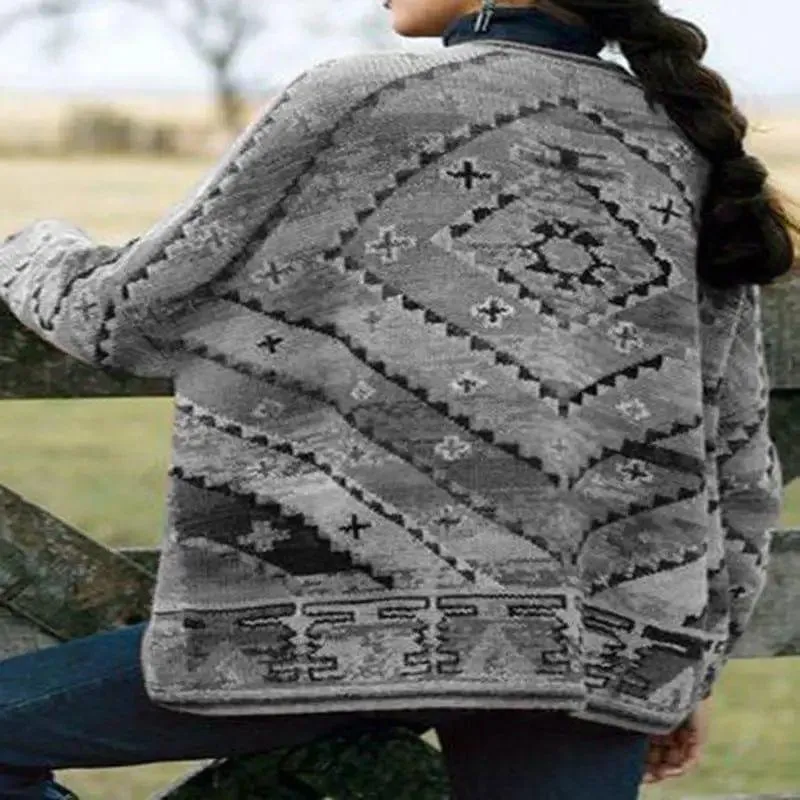 Ladies Cropped Printed Top Long Sleeve Woolen Coat