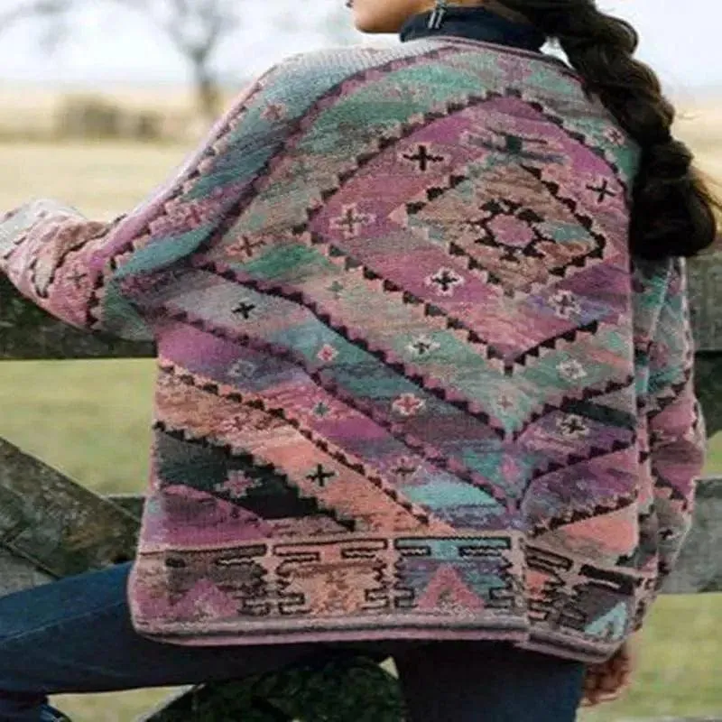 Ladies Cropped Printed Top Long Sleeve Woolen Coat