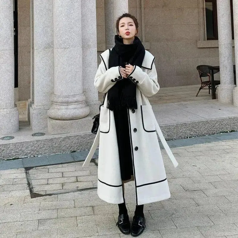 Loose And Thickened Temperament Woolen Coat Mid-length
