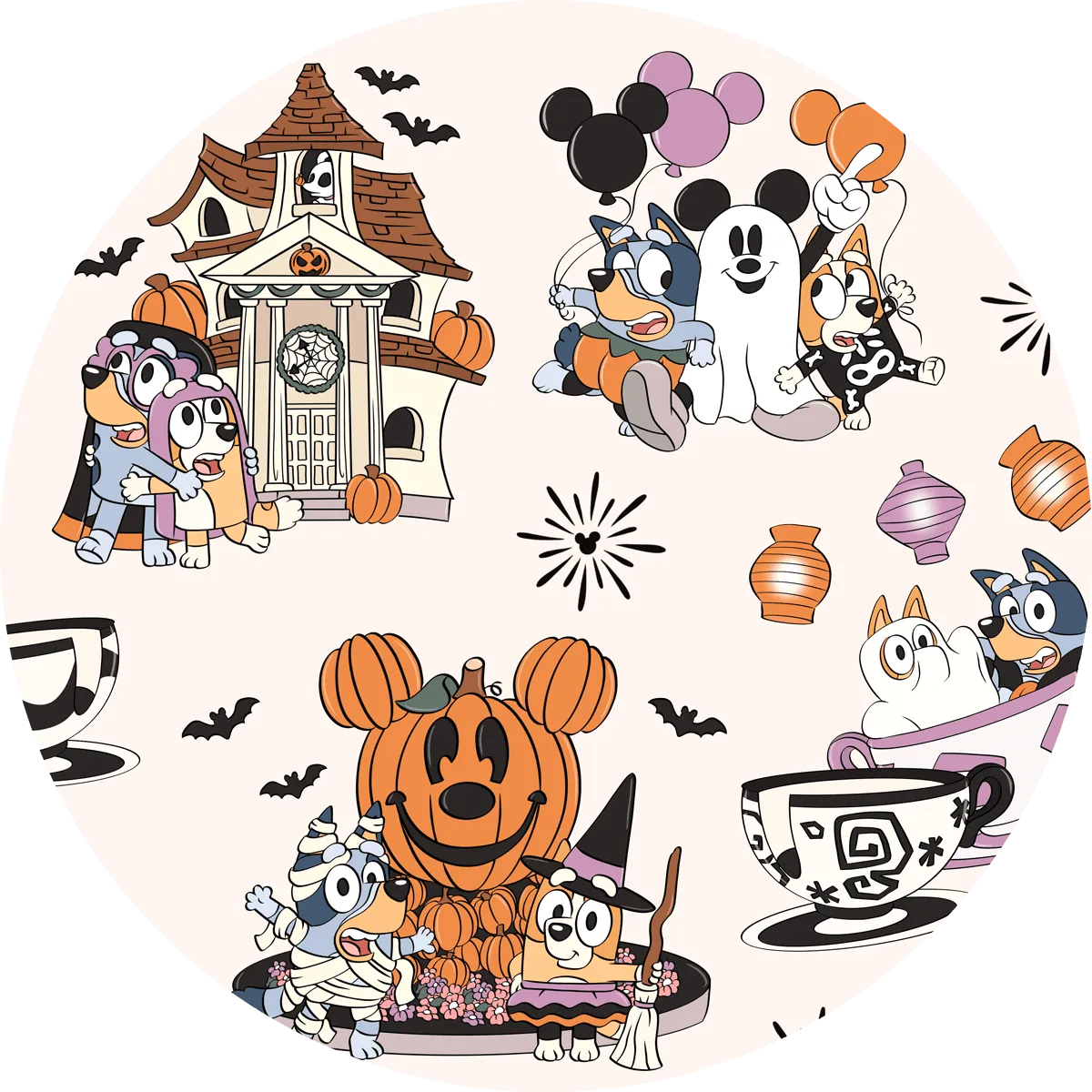 Magic Halloween Haunted Pups - Bamboo Zippy Romper