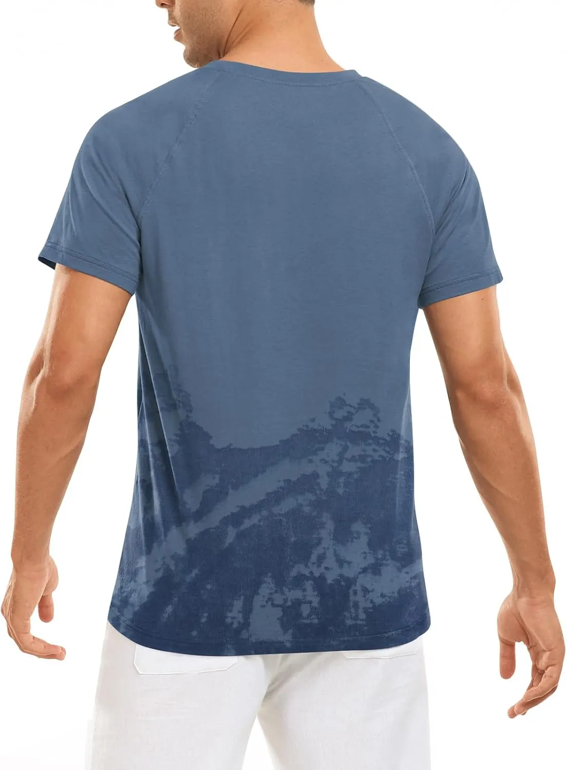 Men's Summer Polo Shirts Short Sleeve Cotton Casual Henley T-Shirts Button Raglan Sleeve Tees