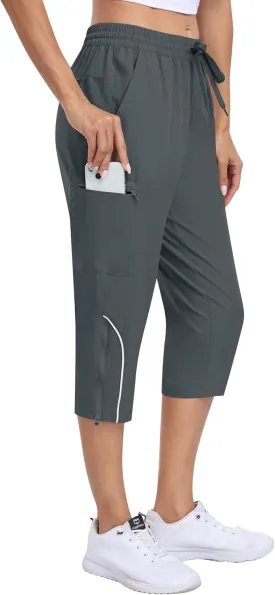 MoFiz Capri Pants for Women Lightweight Casual Summer Trip Loose Shorts with Zipper Pockets