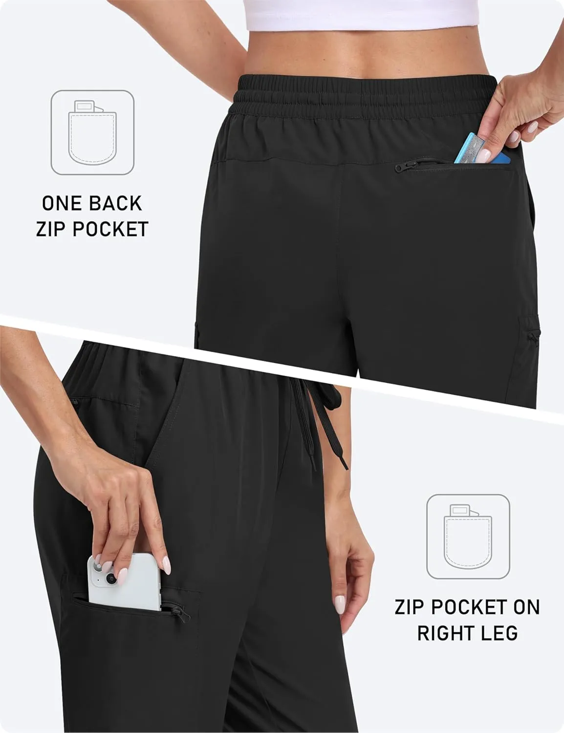MoFiz Capri Pants for Women Lightweight Casual Summer Trip Loose Shorts with Zipper Pockets