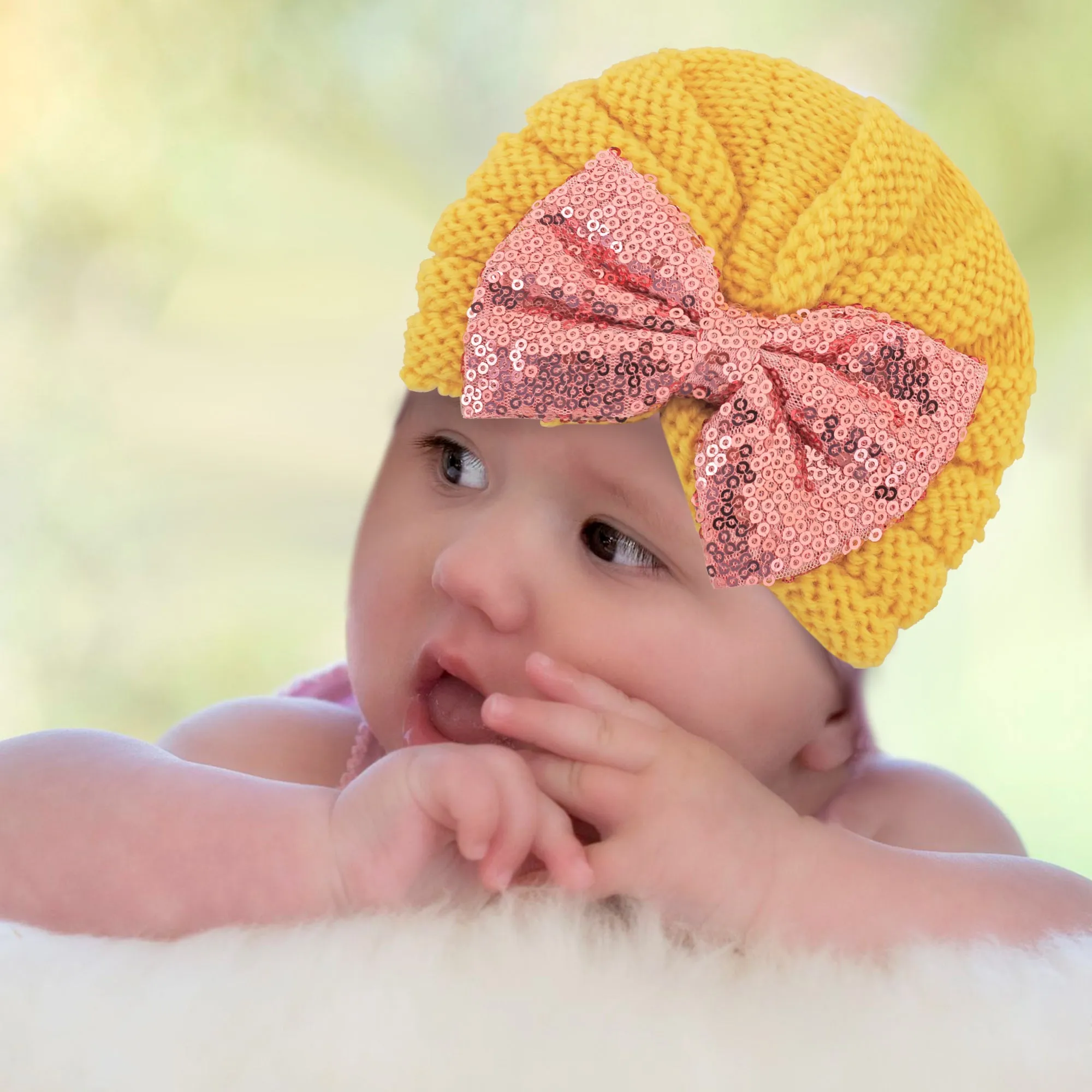 Partywear Yellow And Pink Turban Cap