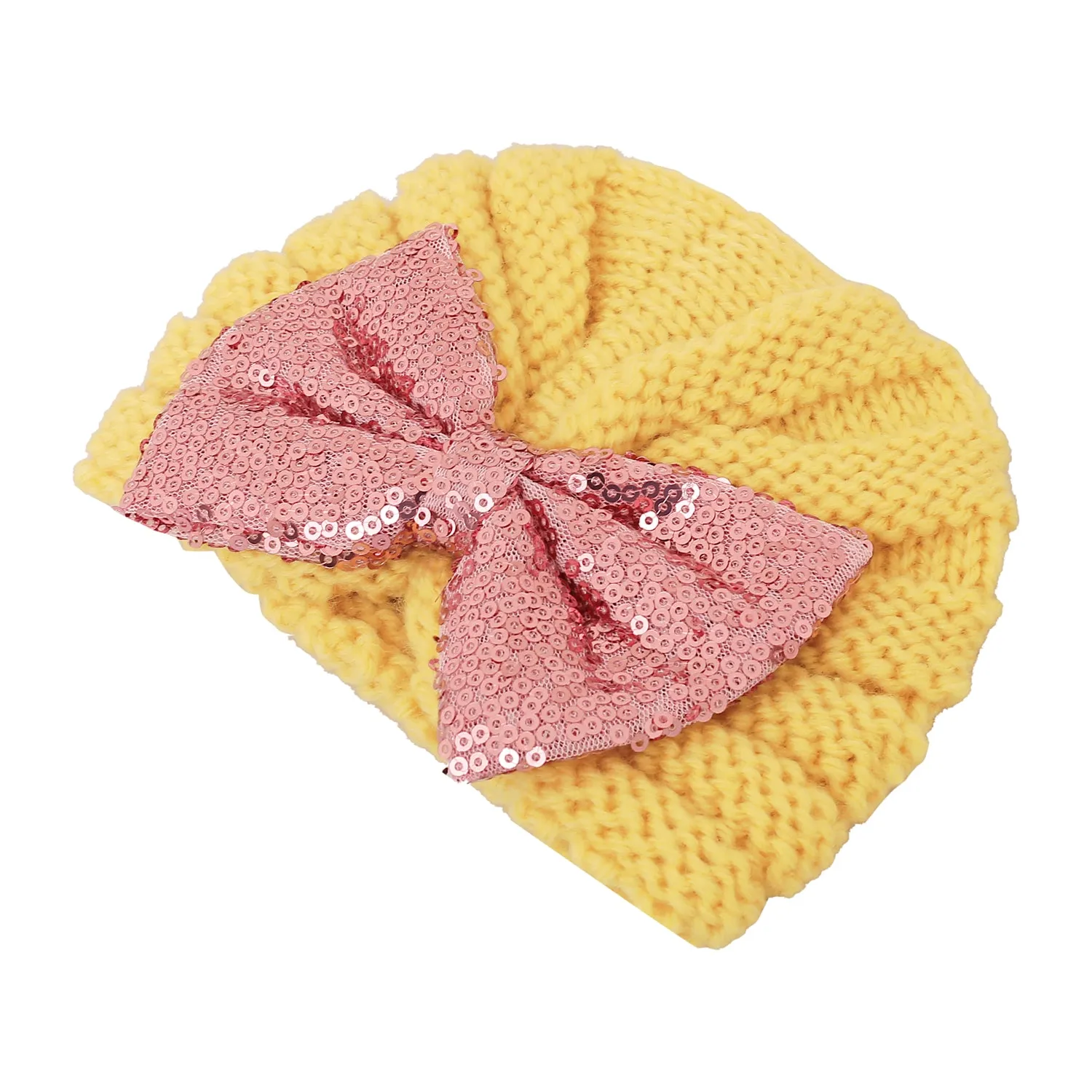 Partywear Yellow And Pink Turban Cap