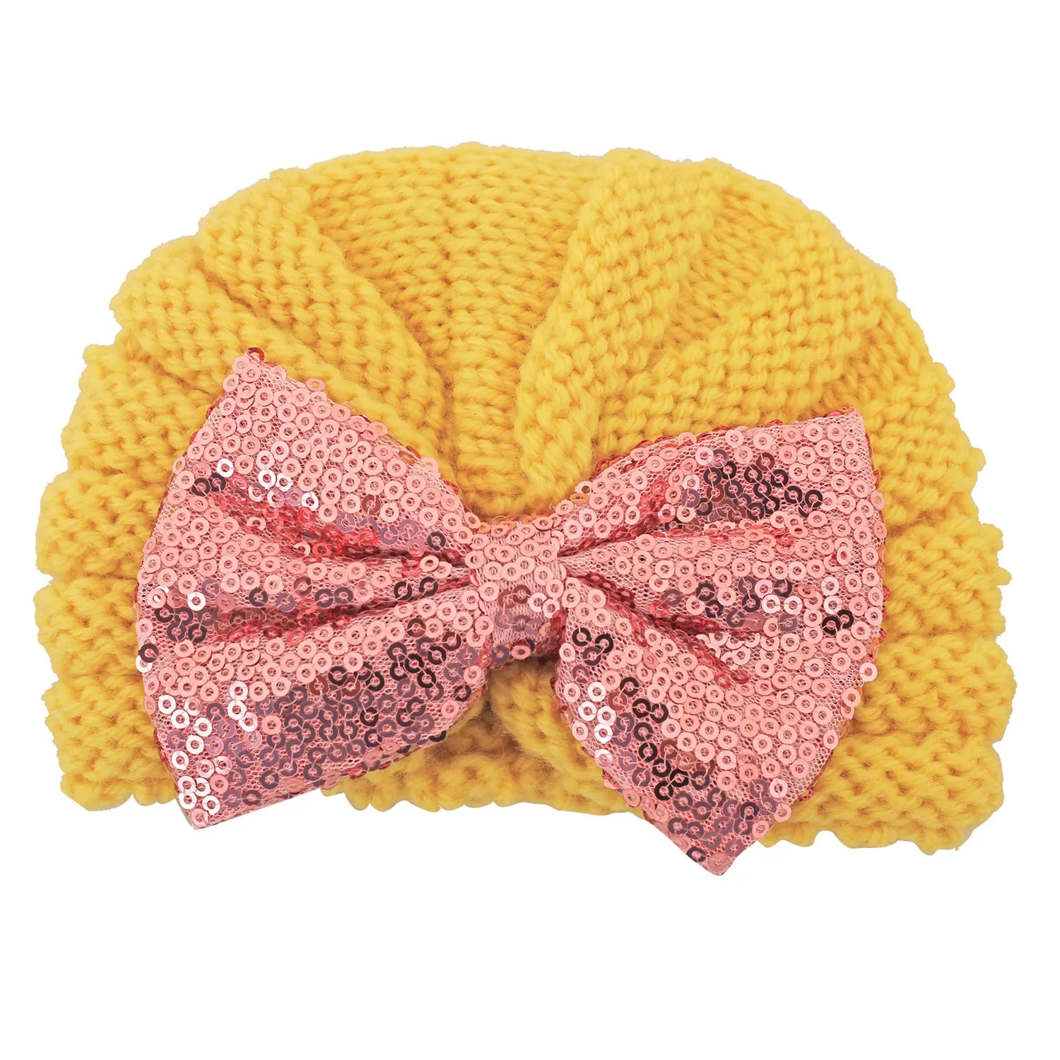 Partywear Yellow And Pink Turban Cap