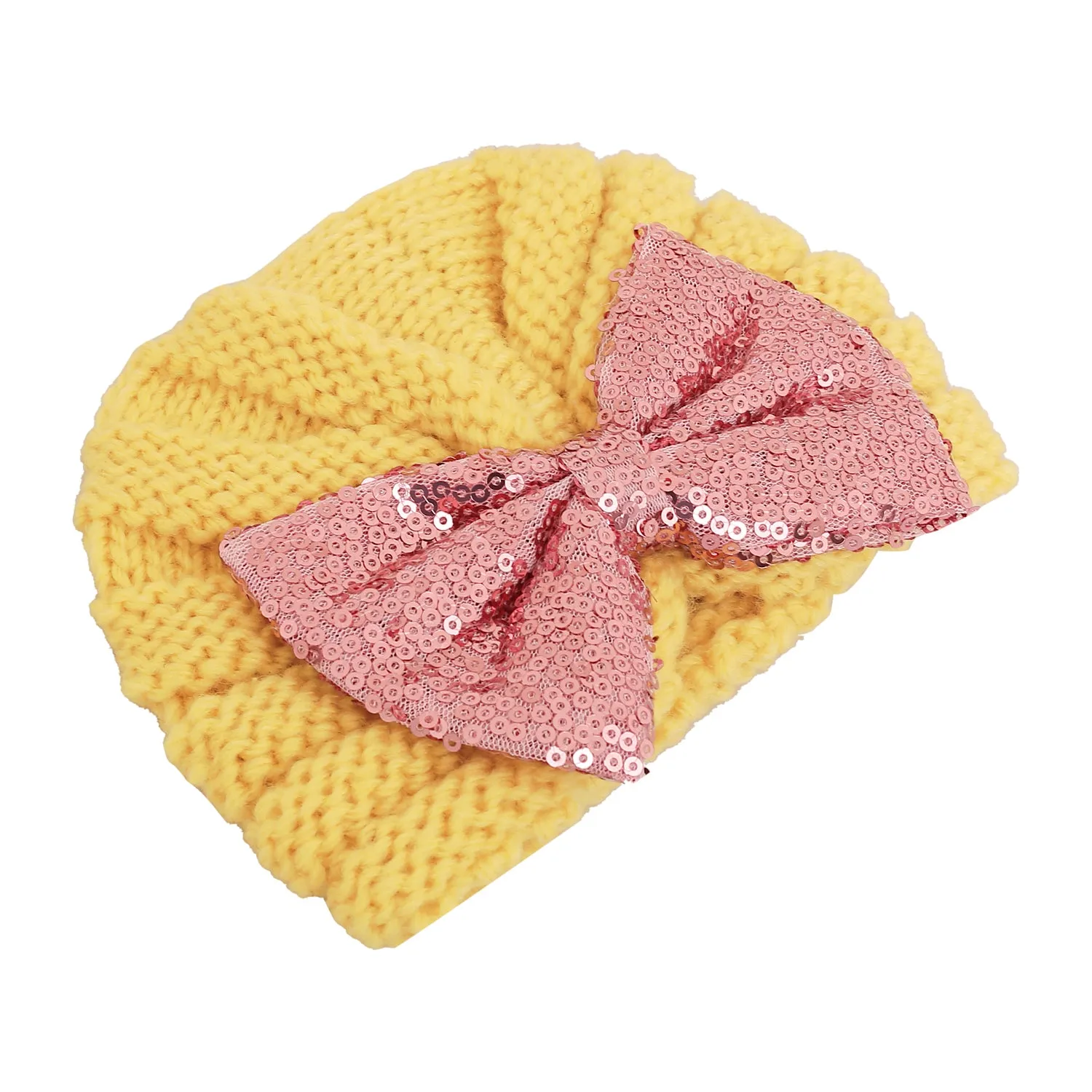 Partywear Yellow And Pink Turban Cap