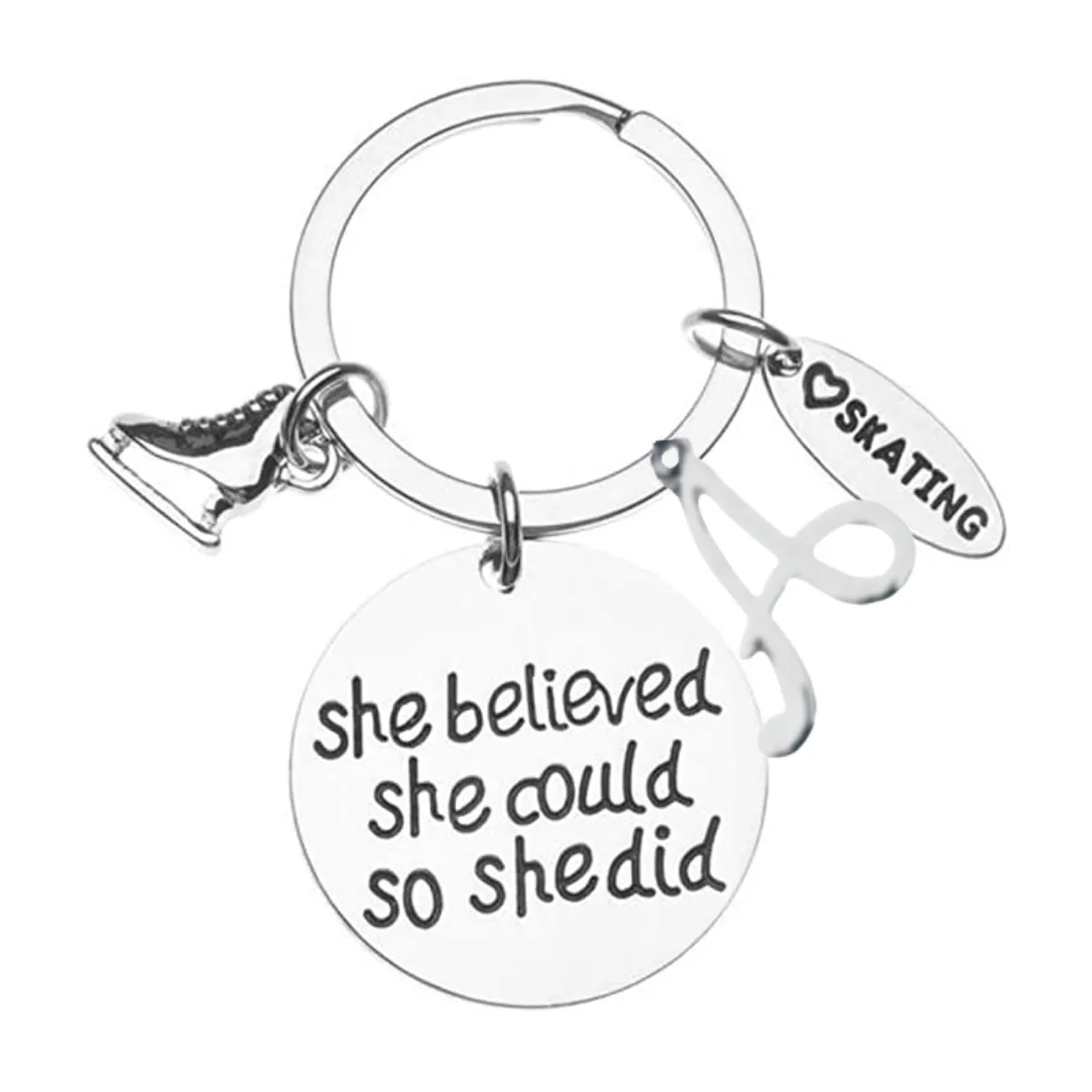 Personalized Skating She Believed She Could So She Did Keychain