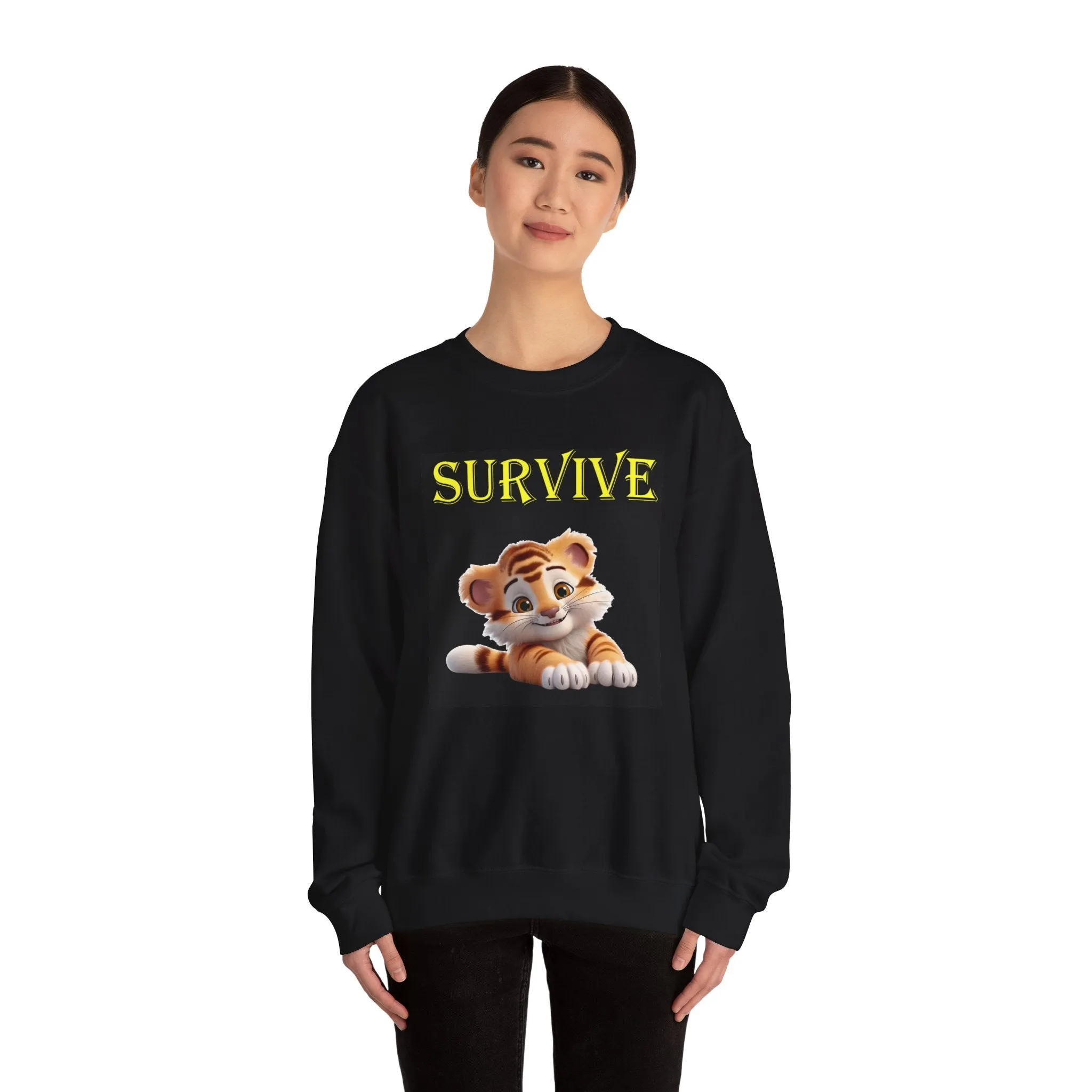 Princess Grace  Cute Tiger Survival Crewneck Sweatshirt