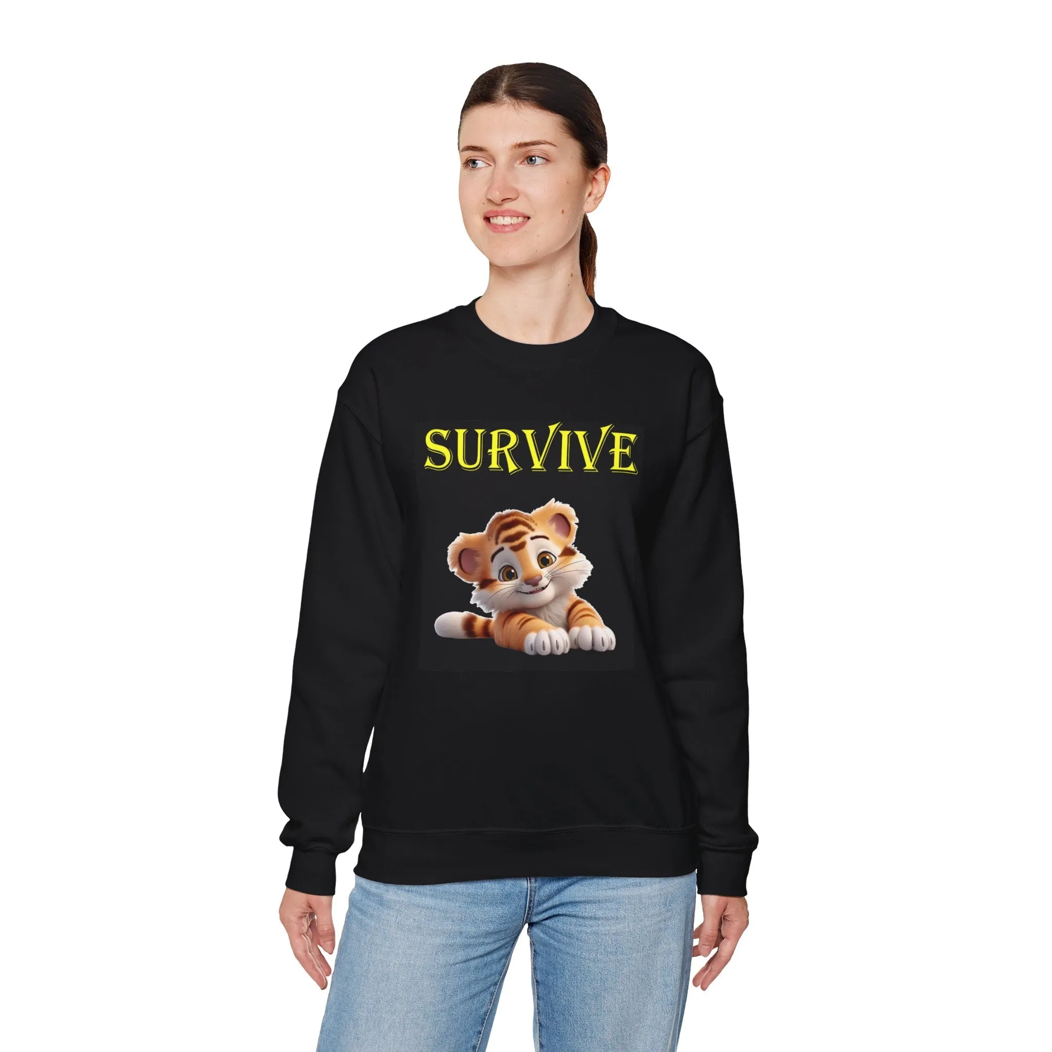 Princess Grace  Cute Tiger Survival Crewneck Sweatshirt