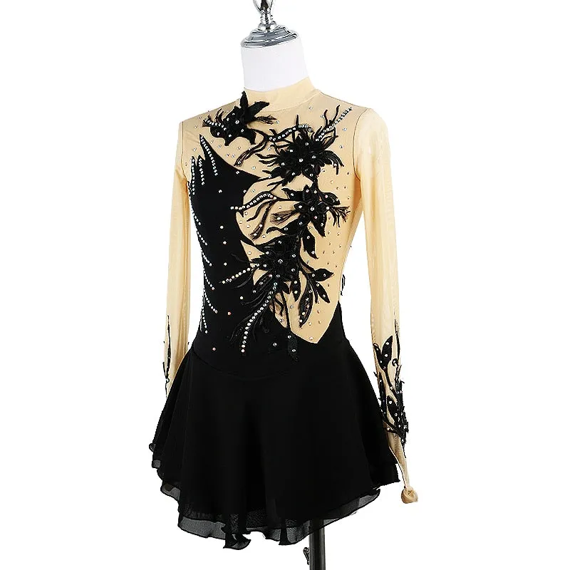 #SK225 Black Figure Skating Dress-Ice Skating-Calisthenics-Dance