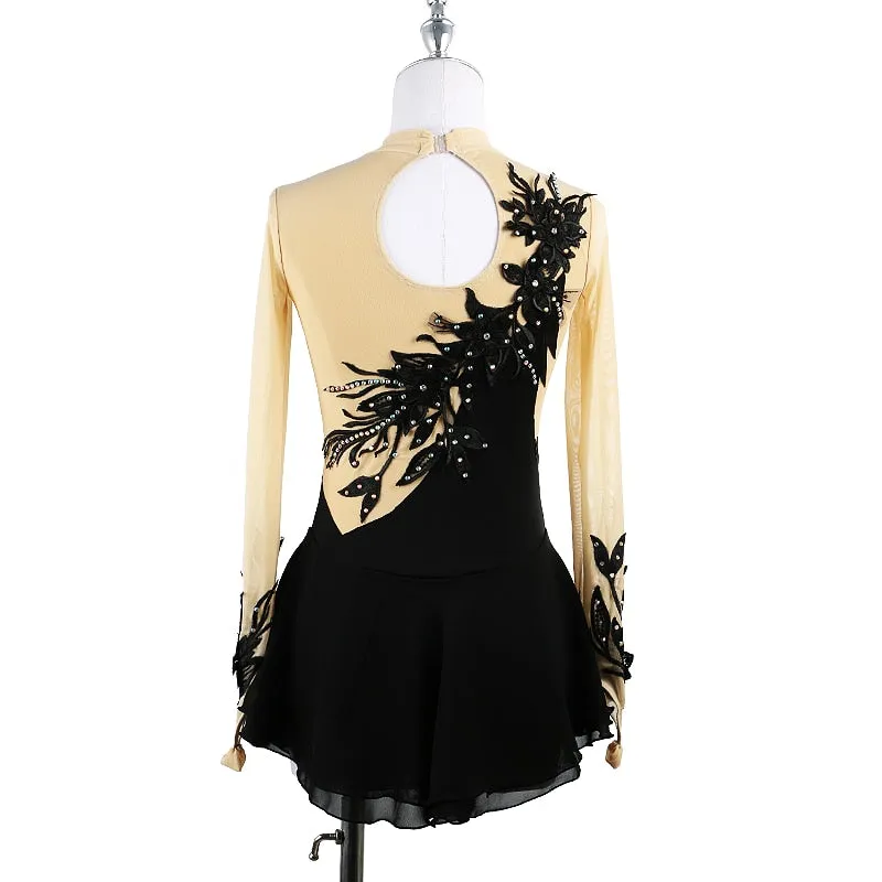 #SK225 Black Figure Skating Dress-Ice Skating-Calisthenics-Dance