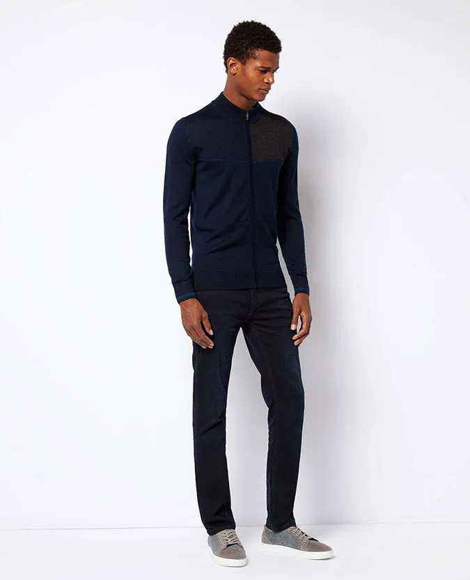 Slim Fit Merino Wool Blend Full-Zip Sweater