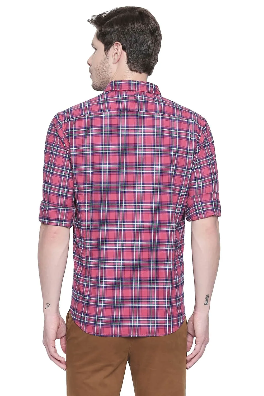 Slim Fit Stretch Checks Shirt