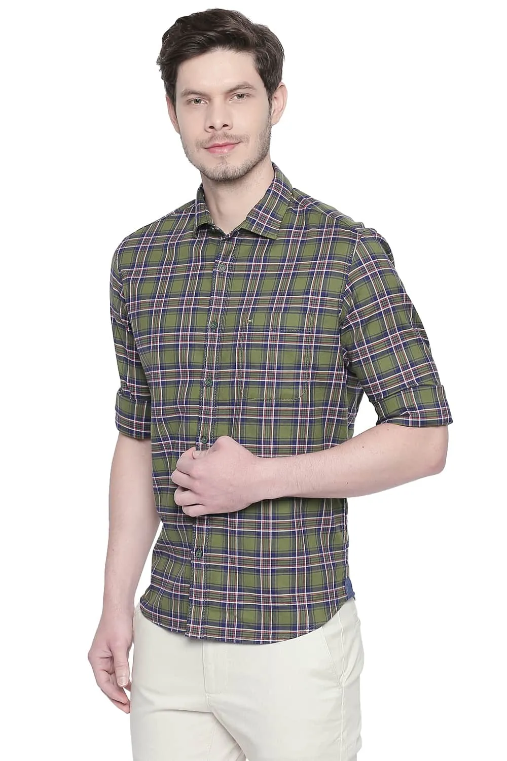 Slim Fit Stretch Checks Shirt
