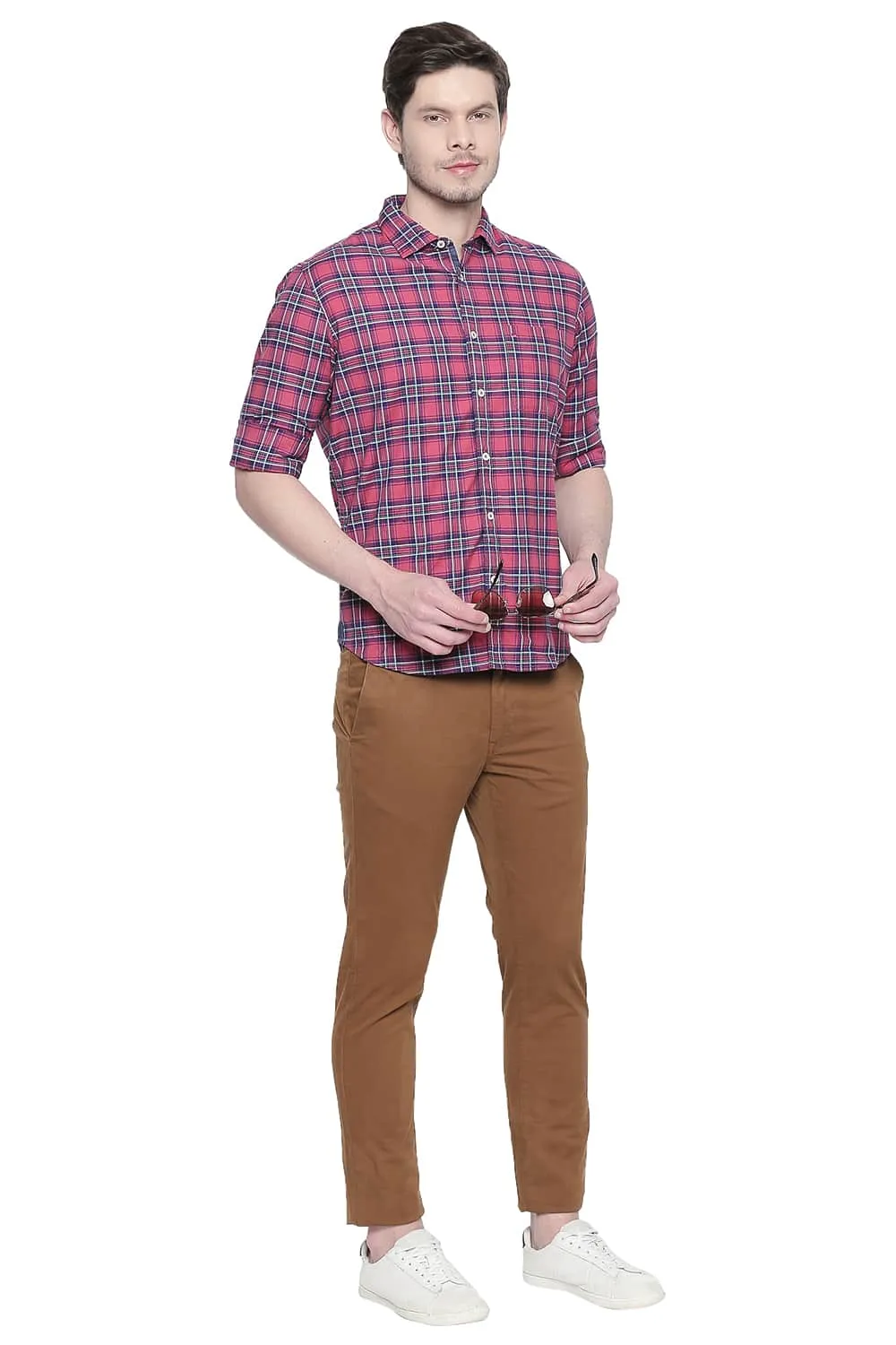 Slim Fit Stretch Checks Shirt