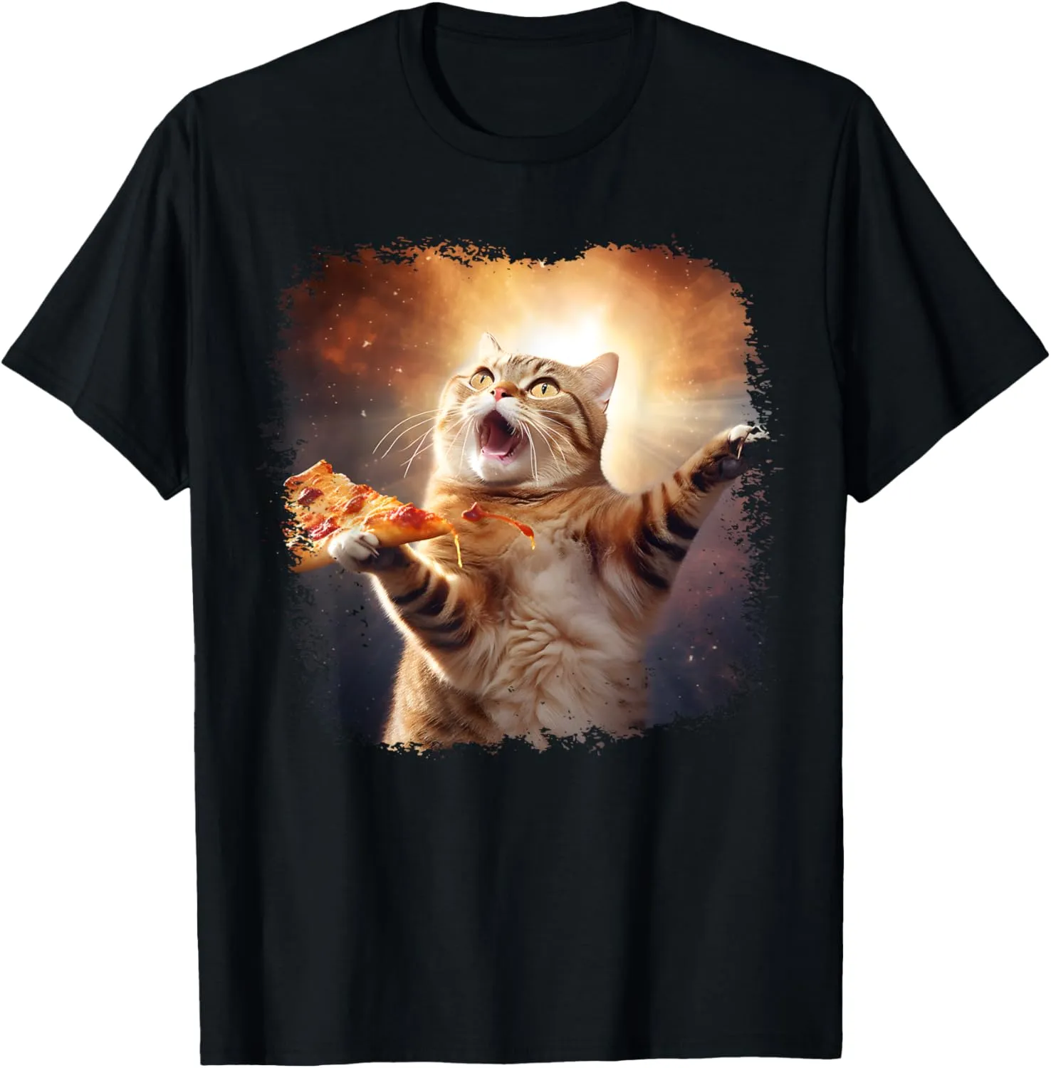 Space Cat Pizza Cat Galaxy Cute Kitty In Space Pizza Lovers T-Shirt