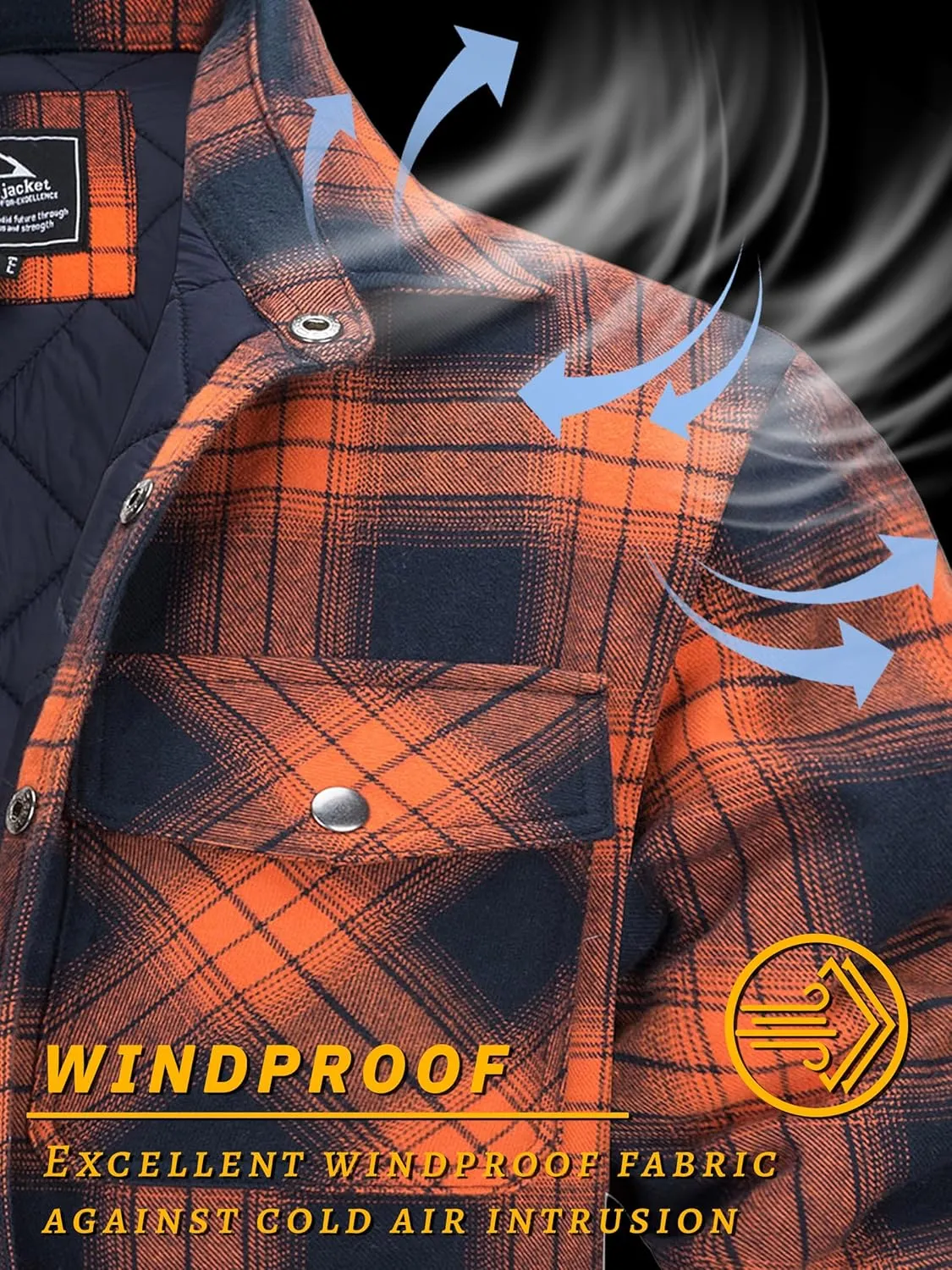 TACVASEN Men's Flannel Shirt Jacket Quilted Lined Long Sleeve Button Down Shirts Jacket