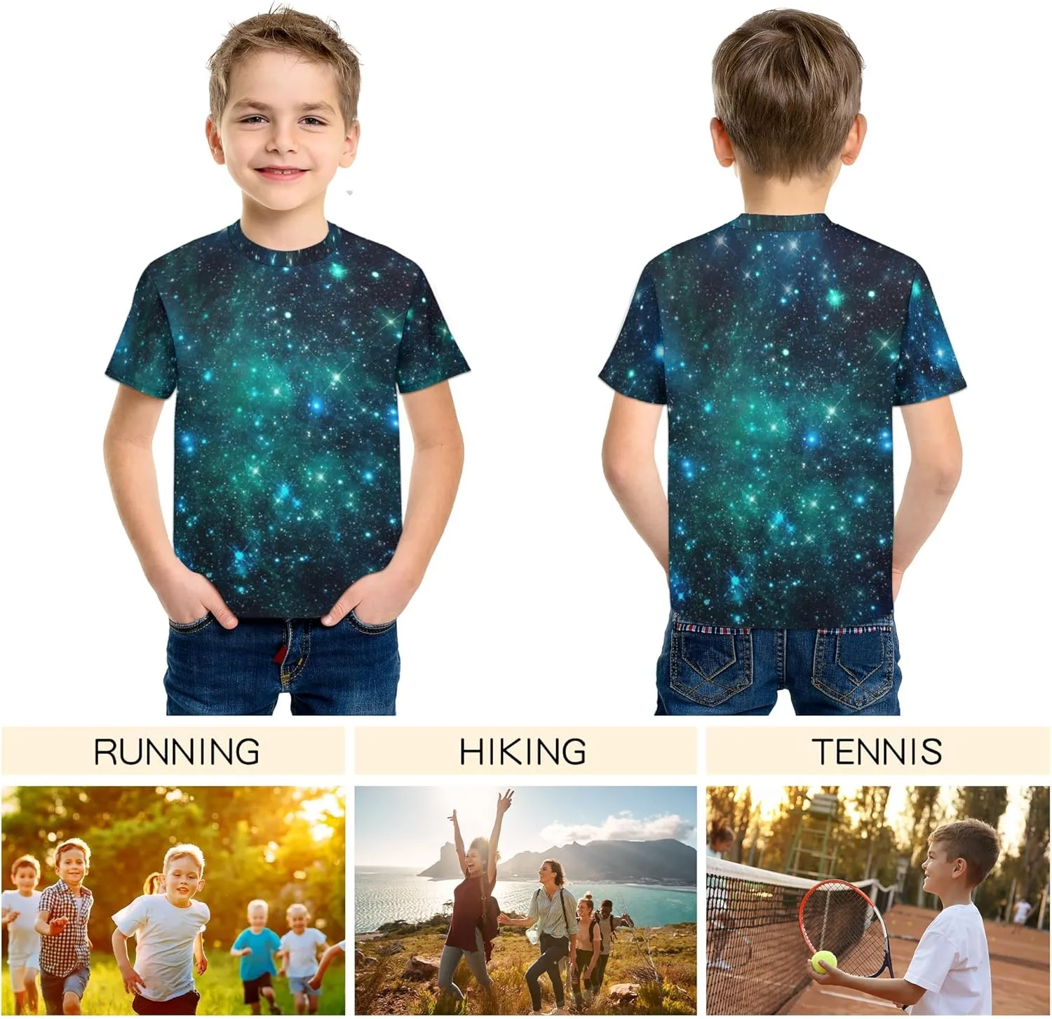Tiannee Boys Girls 3D Graphic T Shirt, Novelty Kid's Shirts, Casual Crewneck Short Sleeve Tops Tees 6-16 Years