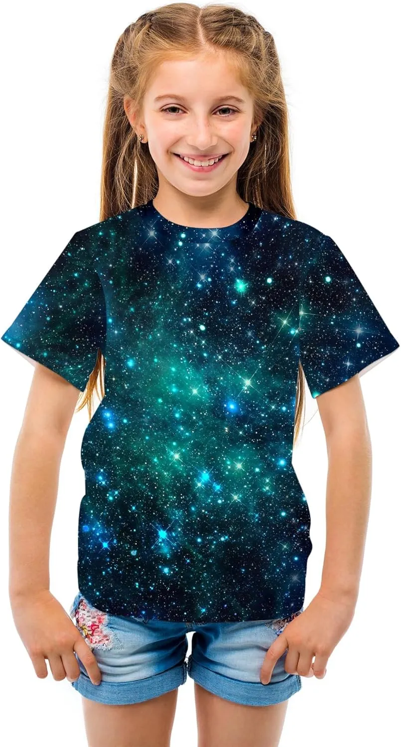 Tiannee Boys Girls 3D Graphic T Shirt, Novelty Kid's Shirts, Casual Crewneck Short Sleeve Tops Tees 6-16 Years