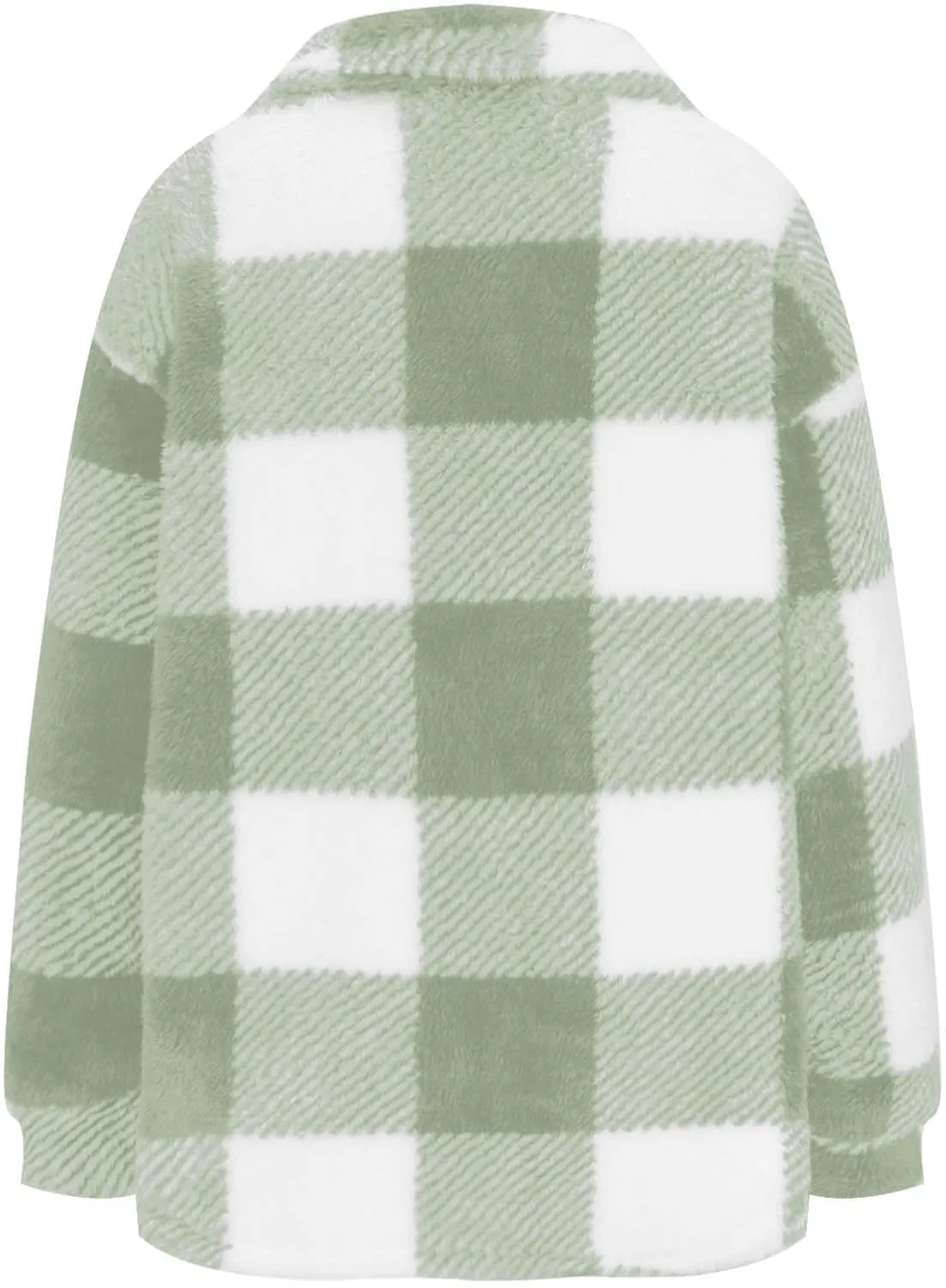 TWGONE Womens Plaid Shacket Jacket Fleece Lapel Button Down Jackets Casual Long Sleeve Flannel Coats Winter Warm Clothes