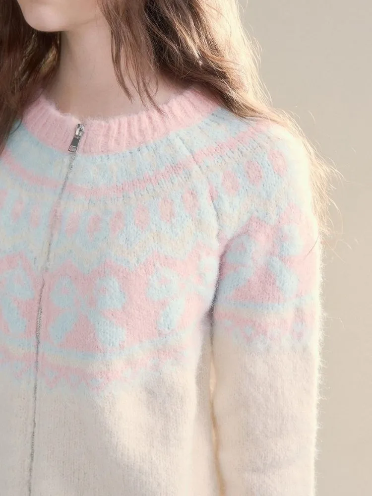 Vintage Fair Isle Bow Textured Sweater【s0000005504】