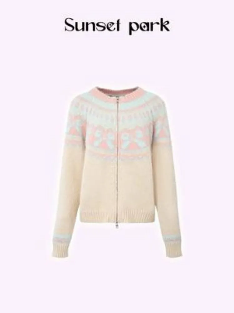Vintage Fair Isle Bow Textured Sweater【s0000005504】