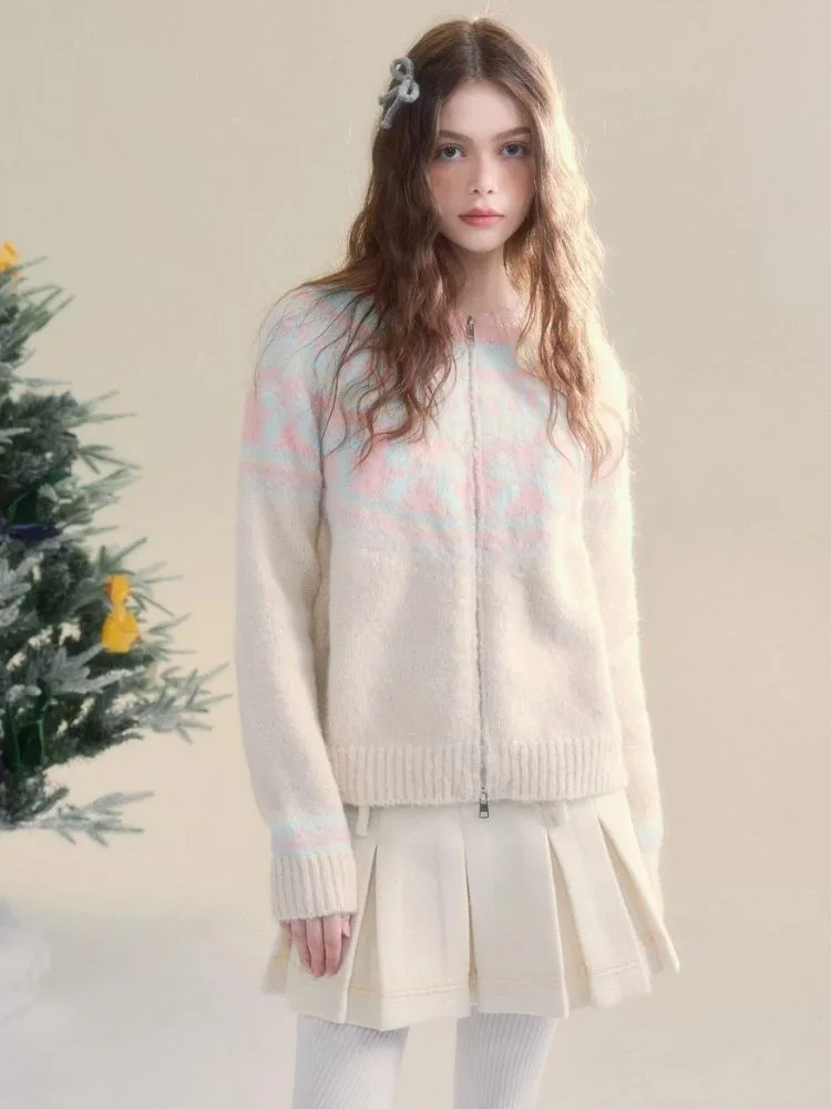 Vintage Fair Isle Bow Textured Sweater【s0000005504】
