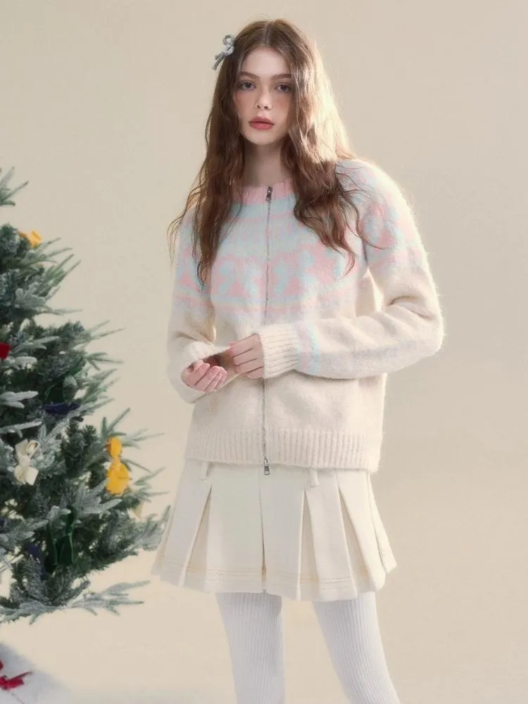 Vintage Fair Isle Bow Textured Sweater【s0000005504】