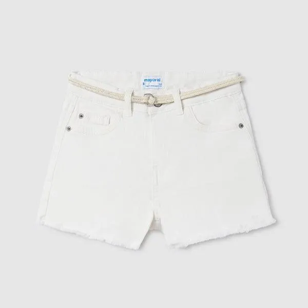 WHITE BASIC TWILL SHORT FOR GIRLS