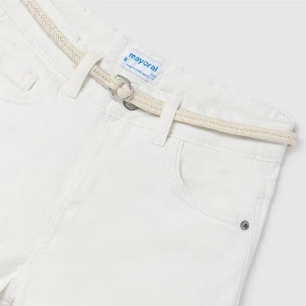 WHITE BASIC TWILL SHORT FOR GIRLS