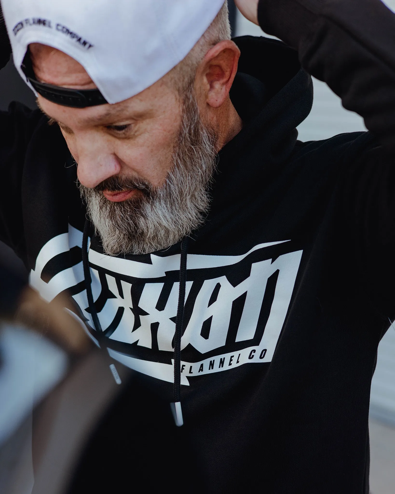 White Bolt Pullover Hoodie - Black