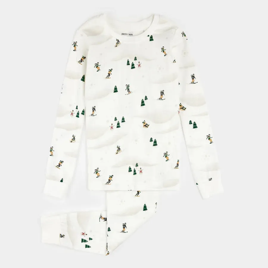 Winter Fun Toddler PJ Set - Off White