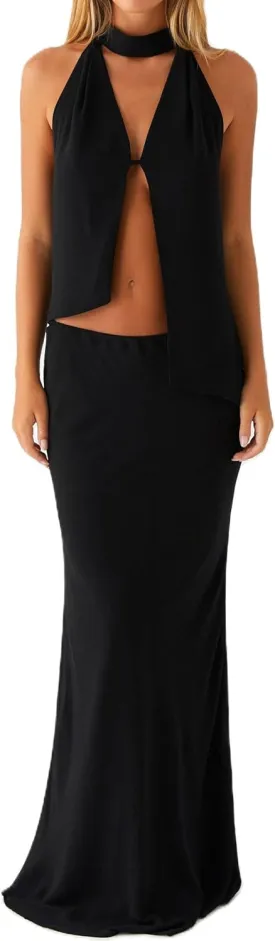 Women Y2k Long Skirt Sets Sexy Cutout Backless Asymmetric Halter Top with Maxi Skirt Cocktail Party 2 Piece Outfits