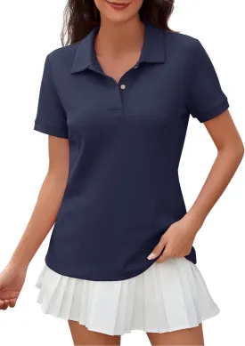 Womens Short Sleeve Polo Shirts - V Neck Collared Golf & Tennis Shirt 2025 Casual Summer Tops