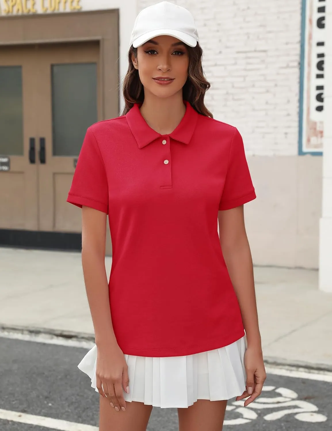 Womens Short Sleeve Polo Shirts - V Neck Collared Golf & Tennis Shirt 2025 Casual Summer Tops