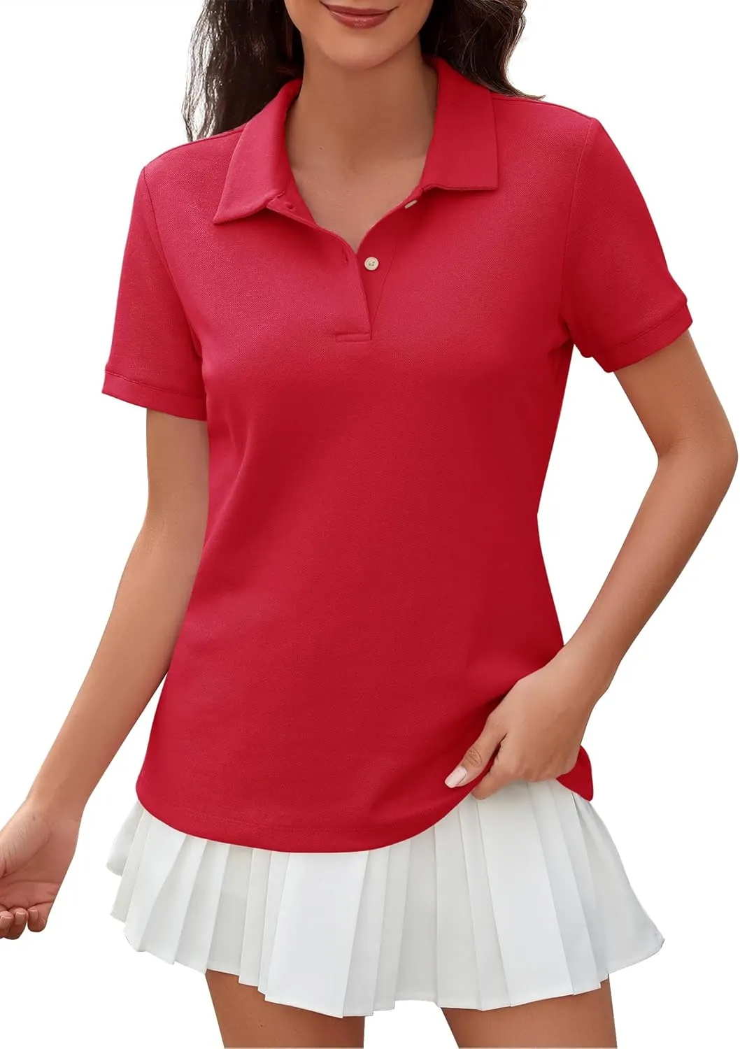 Womens Short Sleeve Polo Shirts - V Neck Collared Golf & Tennis Shirt 2025 Casual Summer Tops