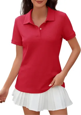 Womens Short Sleeve Polo Shirts - V Neck Collared Golf & Tennis Shirt 2025 Casual Summer Tops