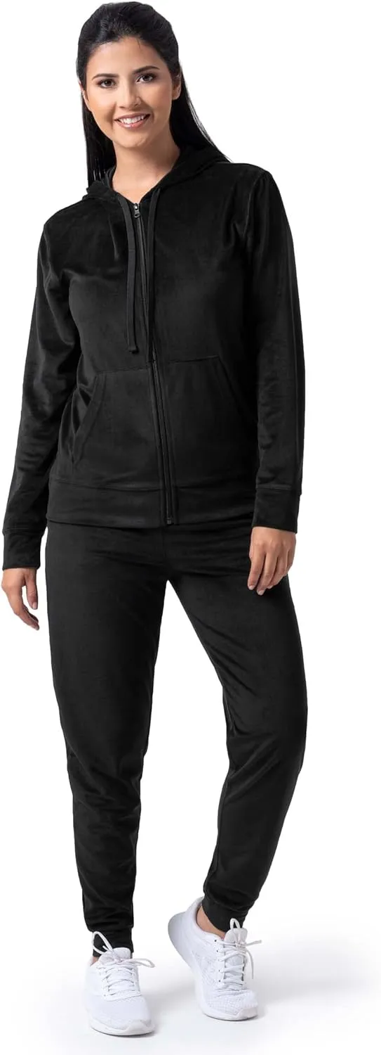 Wright's womens Velour Tracksuit 2 Piece Zip Up Hoodie and Jogger