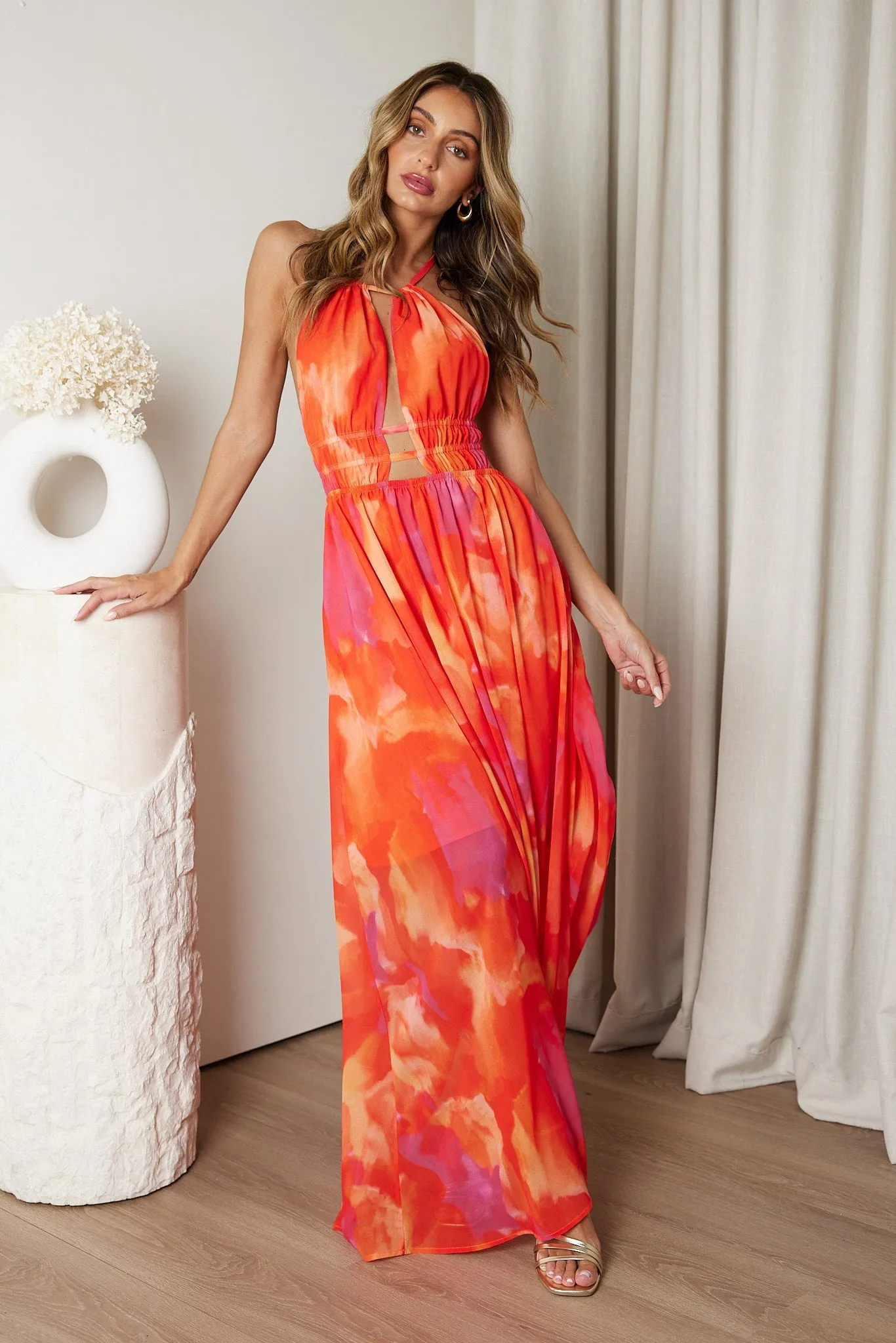 Xavia Dress - Orange Print