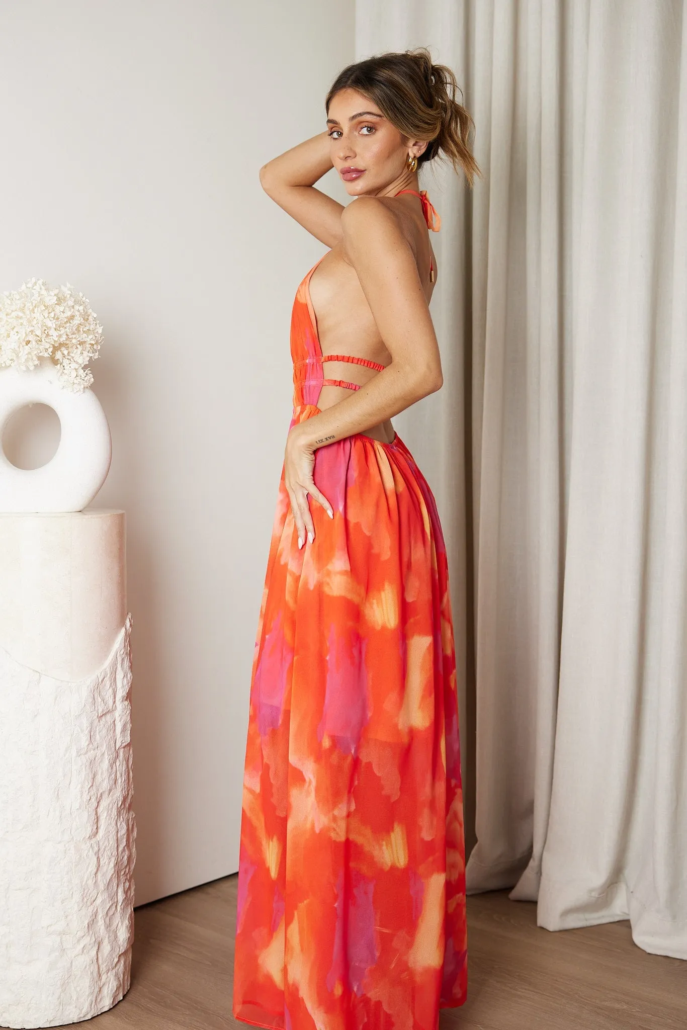 Xavia Dress - Orange Print